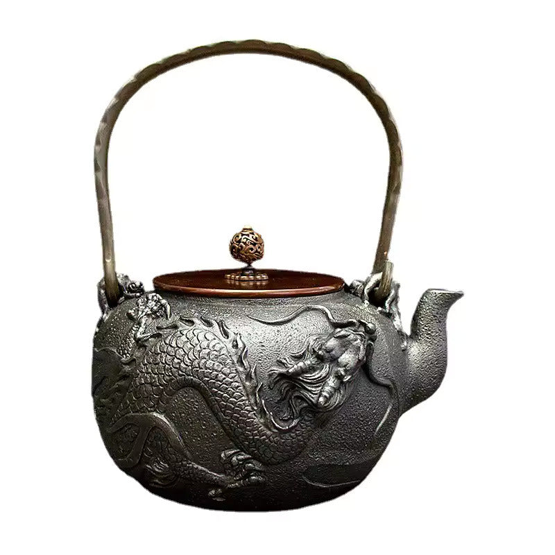 Japanese Style Cast Iron Lifting Beam Pot Pure Handmade Pig Iron Pot Kung Fu Tea Set Teapot Boilable Tea Kettle