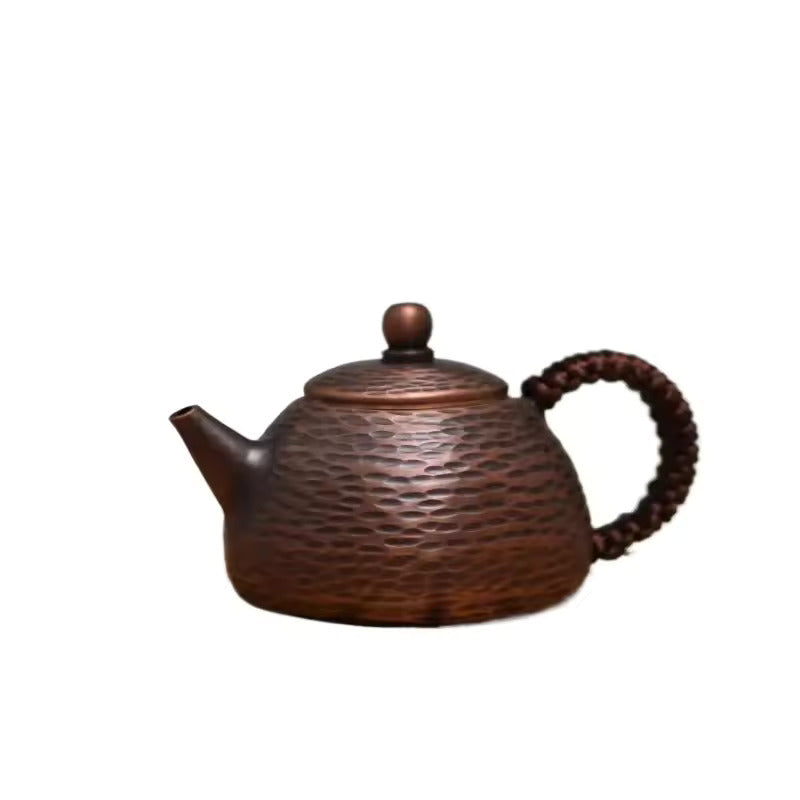 All Manual Thickened Pure Red Copper Bubble Teapot Hammer Point Antique Small Copper Teapot Kung Fu Tea Set Accessories