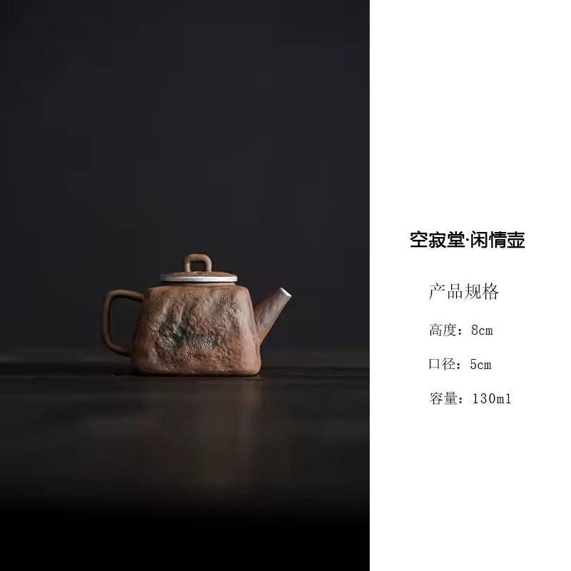 Old Rock Clay Hand Made Teapot Kung Fu Tea Set Retro Coarse Pottery Teapot Chinese Style Zen Tea Infuser Single Pot
