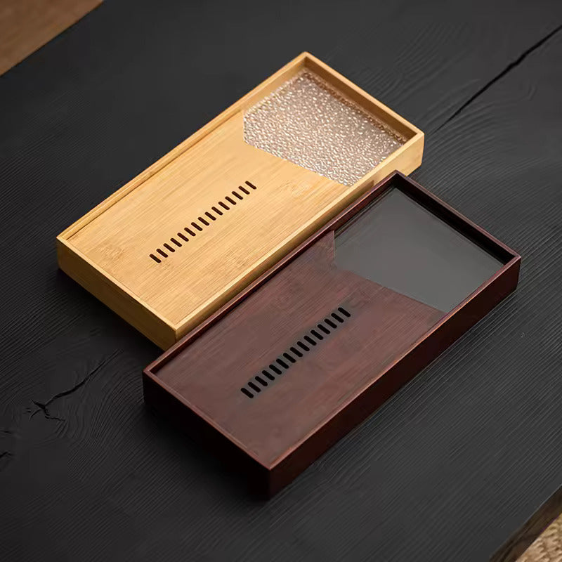 Household Glass Bamboo Water Storage Tea Tray Small Dry Tea Table in The Living Room New Kung Fu Tea Set Water Storage Tray