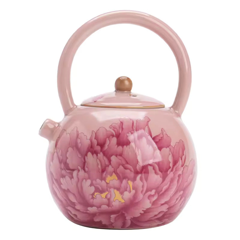 Jingdezhen Peony Ceramic Teapot Kung Fu Tea Set Accessories Stuffy Teapot