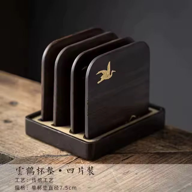 Simple whole solid wood tea tray ebony small tea table household dry foam tray simple tray Japanese practical pot bearing