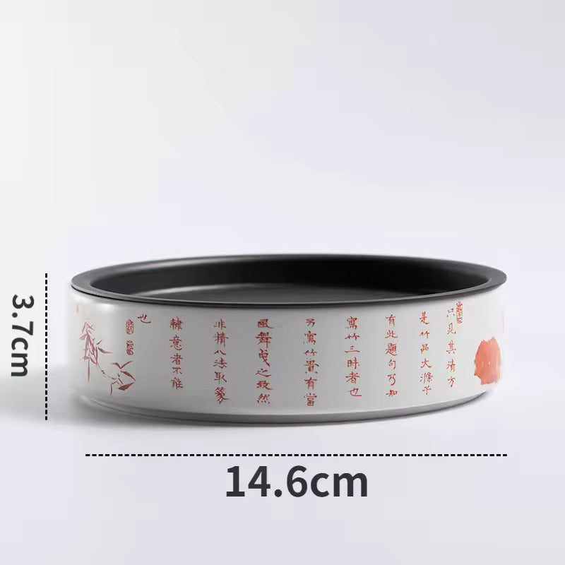 Tin Lid Pot Holder Ceramic Water Storage Dry Brewing Small Tea Tray Pot Holder Antique Handmade Round Small Tea Tray Pot Holder