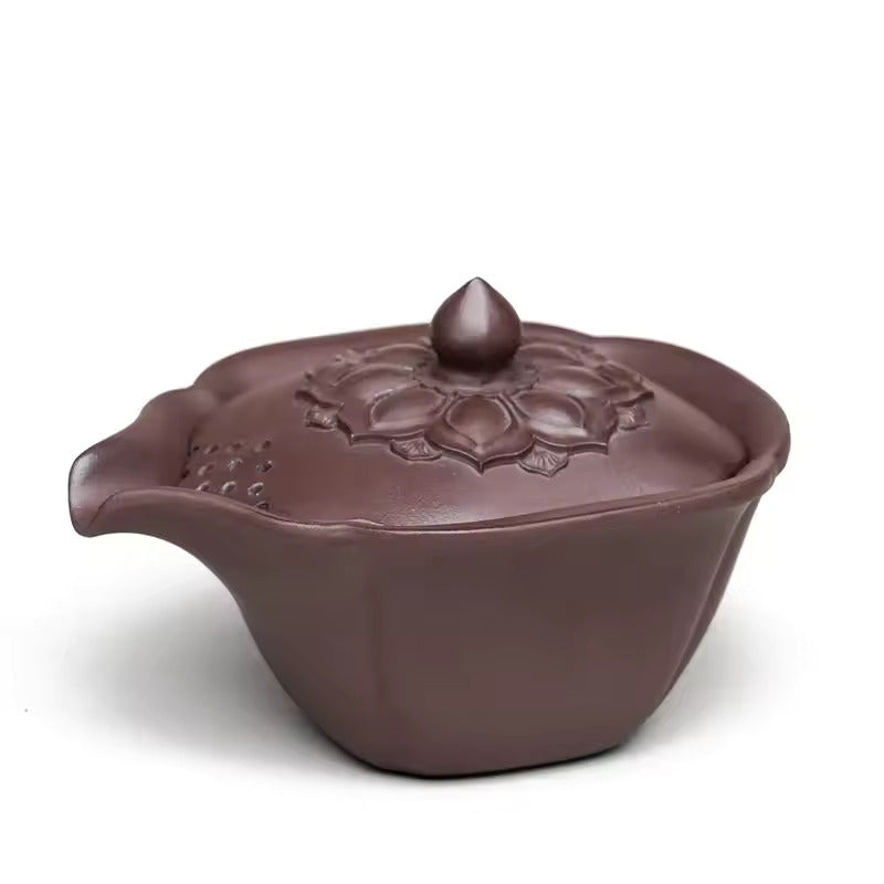 Yixing Original Ore Purple Sand Tea Divider Tea Cup Hand Grasping Pot Tea Set Accessories Bionic Lotus Justice Cup Cover Bowl