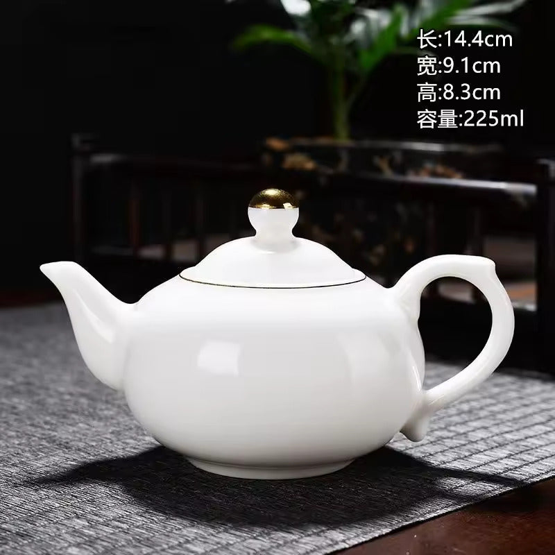 Sheep Fat Jade Teapot White Porcelain Single Pot Kung Fu Tea Set Household Simple Pure Handmade Xishi Pot Ceramic Tea Maker