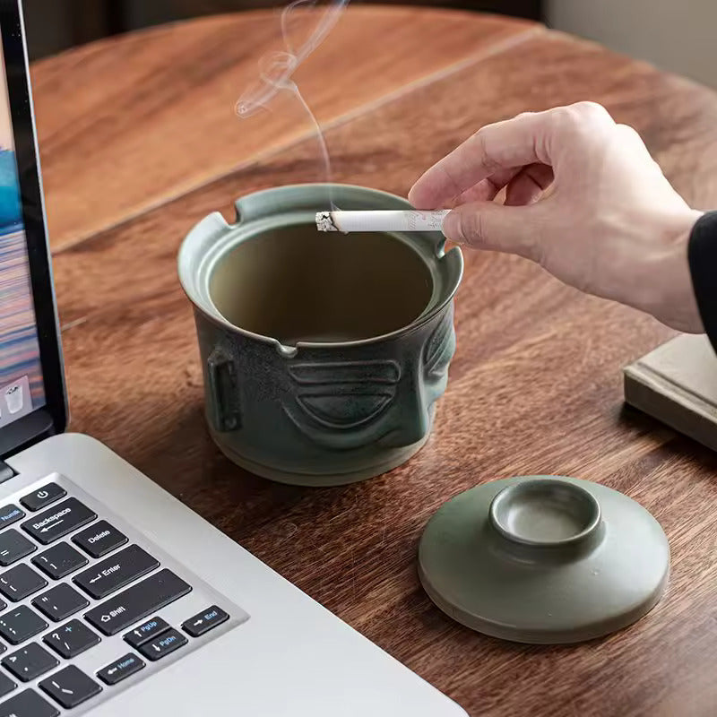 Chinese Style Retro Sanxingdui Portable Ceramics Travel Tea Set Outdoor Tea Maker Minute Maid Cup Gaiwan Ashtray