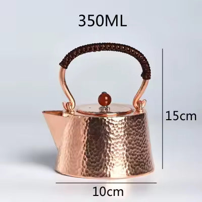 Handmade hammer patterned pure copper teapot Kung Fu tea set accessories handle pot