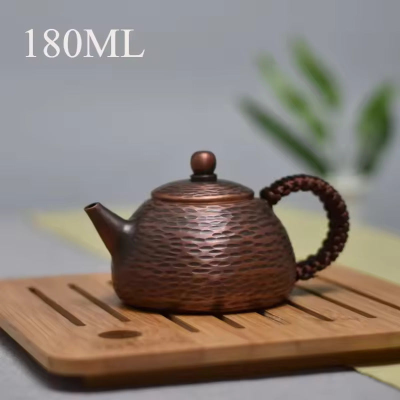 All Manual Thickened Pure Red Copper Bubble Teapot Hammer Point Antique Small Copper Teapot Kung Fu Tea Set Accessories