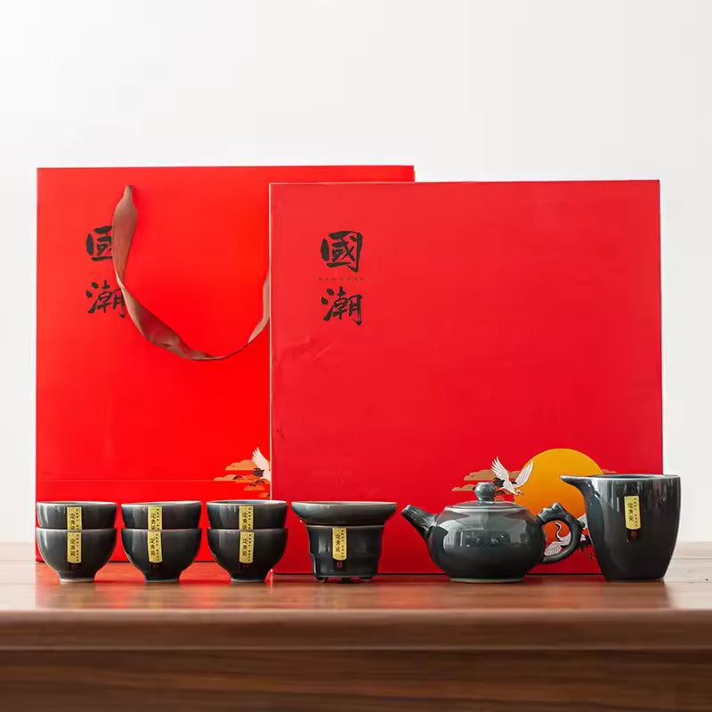 Household Celadon Ru Kiln Tea Set Gift Box Packaging Ceramic Kung Fu Tea Set