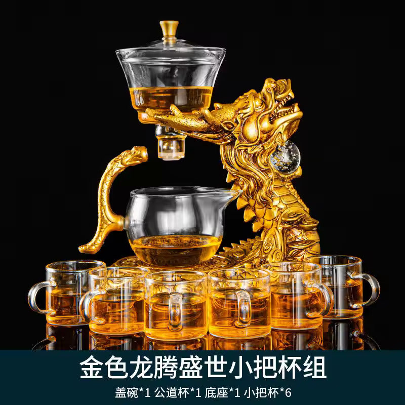 High Boron Silicate Pyrex Automatic Tea Set Office Home Tea Brewing Transparent Teapot Tea Cup Gift Kung Fu Tea Set
