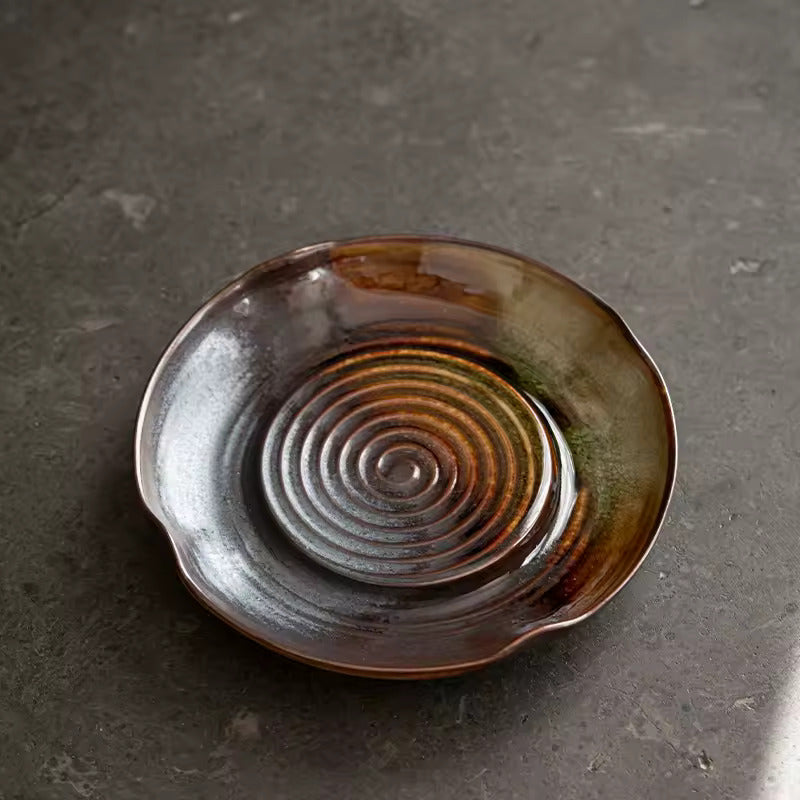 Ceramic Retro Flow Glaze Teapot Cover Bowl Kiln Change Craft Tea Ceremony Accessories Household Creative Handmade Tea Maker