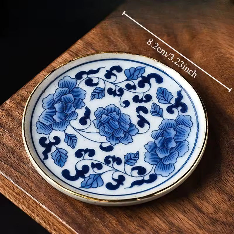 Creative Ceramic Tea Cup Mat Gold Anti Slip Tea Table Insulated Cup Holder Kung Fu Tea Ceremony Accessories
