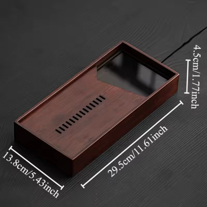 Household Glass Bamboo Water Storage Tea Tray Small Dry Tea Table in The Living Room New Kung Fu Tea Set Water Storage Tray
