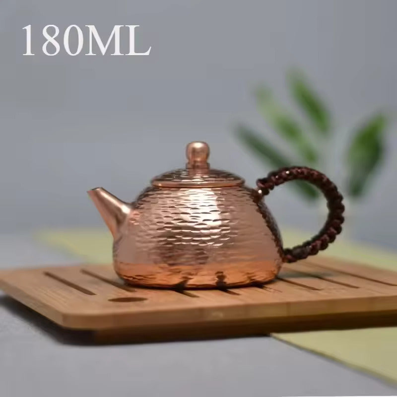 All Manual Thickened Pure Red Copper Bubble Teapot Hammer Point Antique Small Copper Teapot Kung Fu Tea Set Accessories