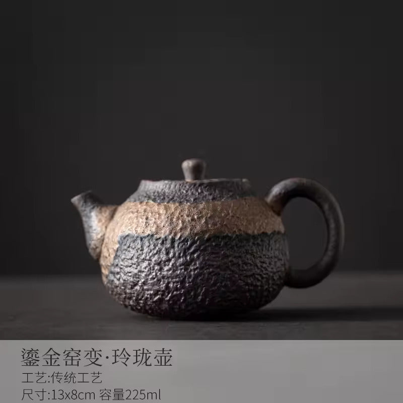 Japanese-style Rough Pottery Kung Fu Tea Set Home Ceramic Tea Tray Water Storage Tea Table Retro Teapot Tea Cup