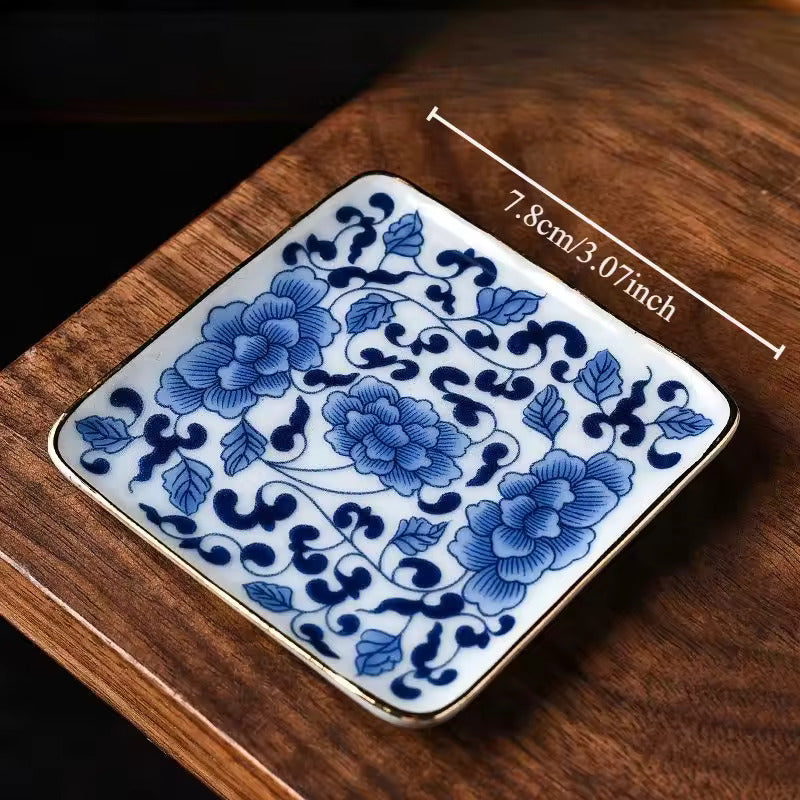 Creative Ceramic Tea Cup Mat Gold Anti Slip Tea Table Insulated Cup Holder Kung Fu Tea Ceremony Accessories