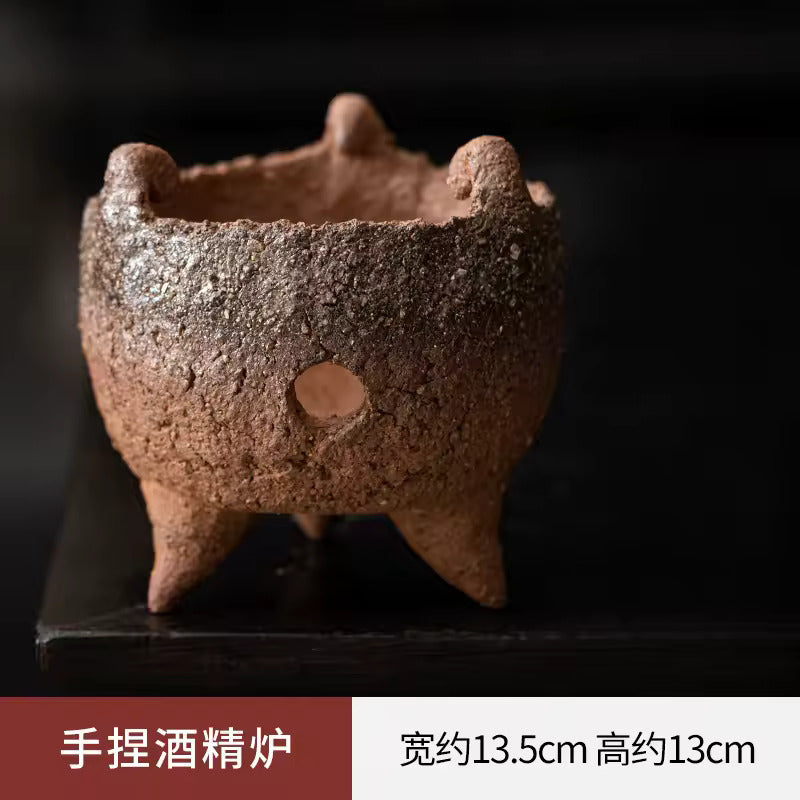 Thumb Side Handle Pot Outdoor Hearth Tea Maker Rough Pottery Teapot Dry Burnable Kung Fu Tea Set Tea Maker