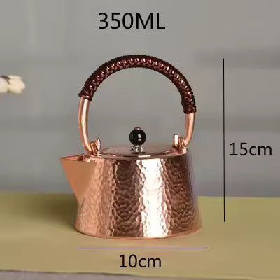 Handmade hammer patterned pure copper teapot Kung Fu tea set accessories handle pot