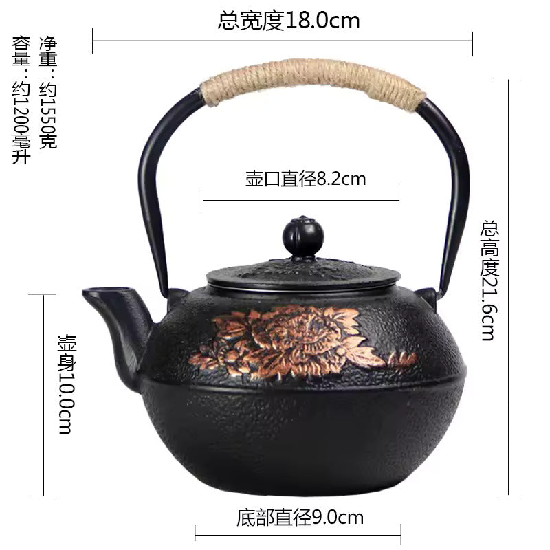 Japanese Style Handmade Iron Kettle Cast Iron Tea Kettle for Boiling Water and Making Tea Home Kung Fu Tea Accessories