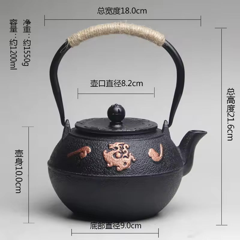 Japanese Style Handmade Iron Kettle Cast Iron Tea Kettle for Boiling Water and Making Tea Home Kung Fu Tea Accessories