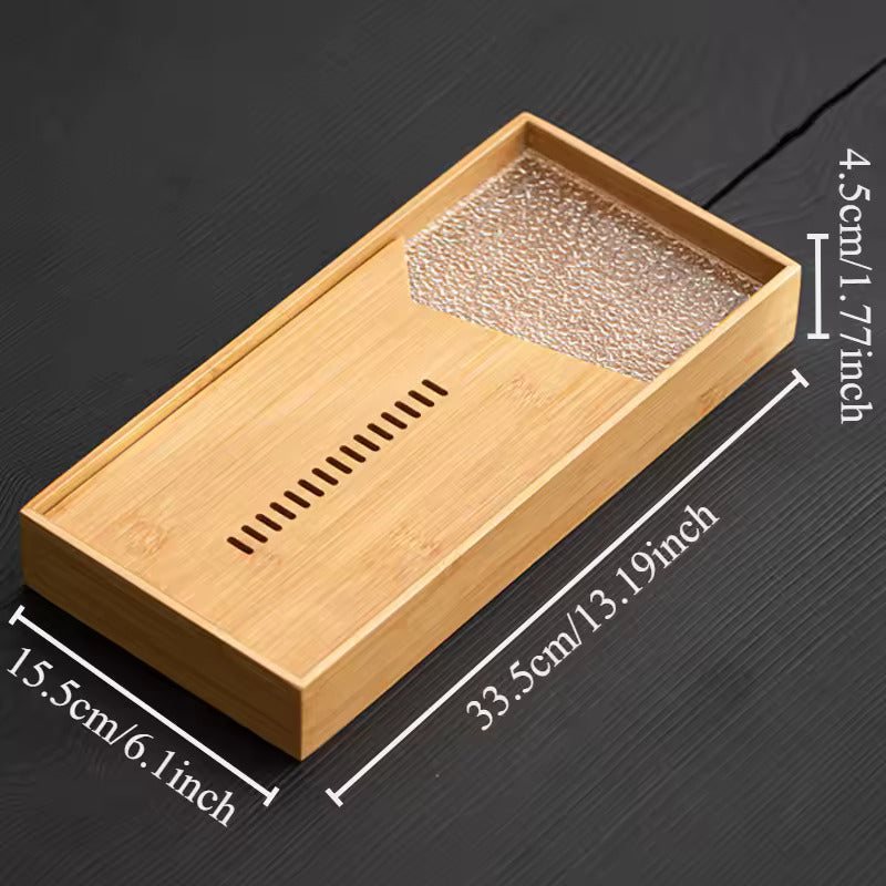 Household Glass Bamboo Water Storage Tea Tray Small Dry Tea Table in The Living Room New Kung Fu Tea Set Water Storage Tray