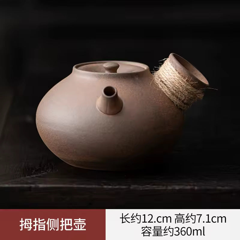 Thumb Side Handle Pot Outdoor Hearth Tea Maker Rough Pottery Teapot Dry Burnable Kung Fu Tea Set Tea Maker