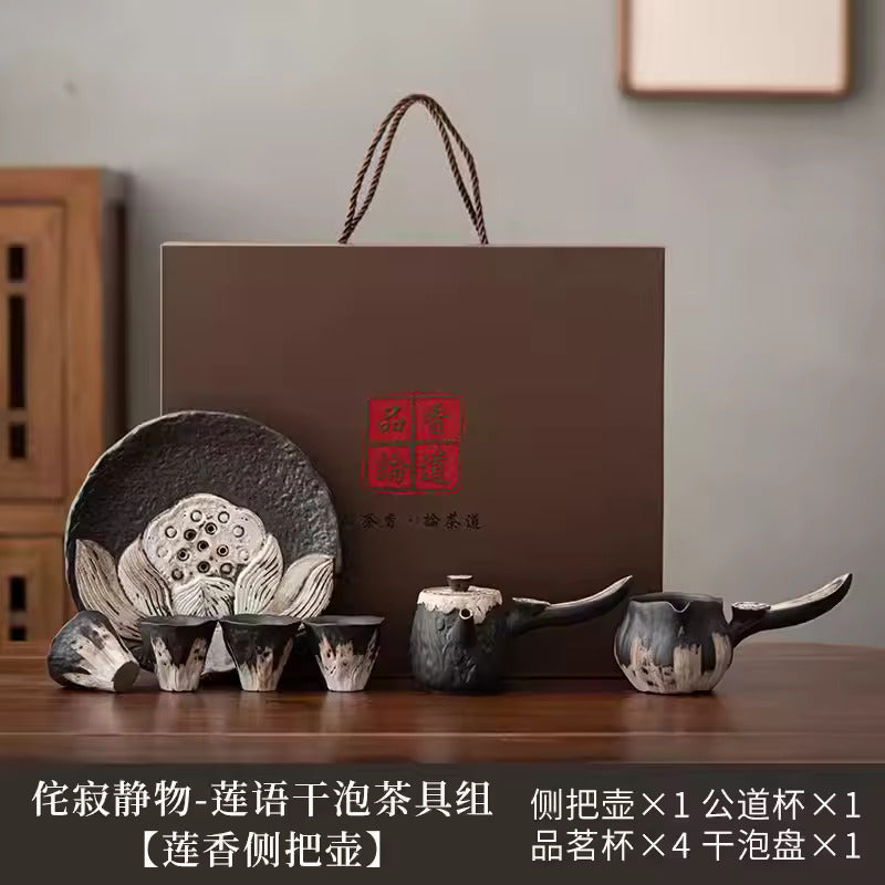 High End Luxury Kung Fu Tea Set Home Handmade Ceramic Teapot Tea Cup Gift Box Set Three Styles To Choose From