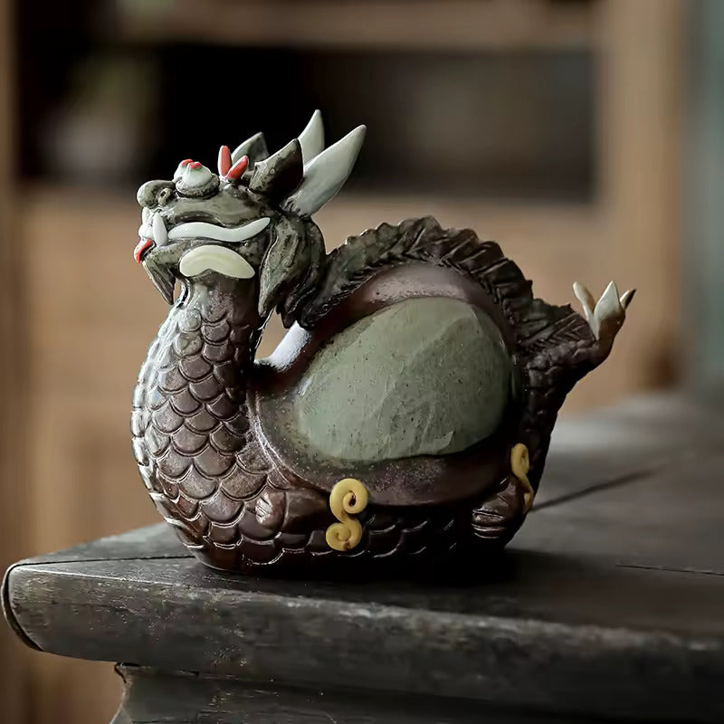 Tea Pet Decoration Fine Ceramic Creative Zhaocai Dragon Can Raise Qilin Tea Play Tea Table Zhong Kui Kung Fu Tea Set Accessories