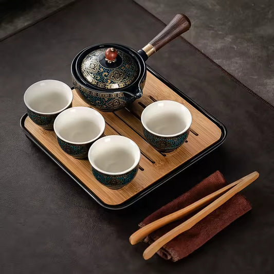 Gravity Balance Creative Rotating Elegant Tea Brewing Side Handle Pot Simple Anti-scalding Hand Free Teapot Tea Set Tea Maker