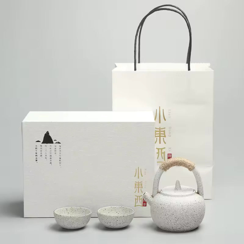 Japanese Travel Tea Set Simple Household Ceramic Tea Set with Dry Foam Tray Gift Box Packaging