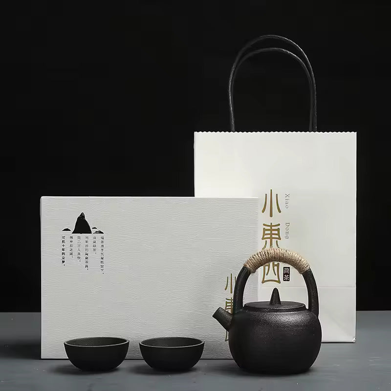 Japanese Travel Tea Set Simple Household Ceramic Tea Set with Dry Foam Tray Gift Box Packaging
