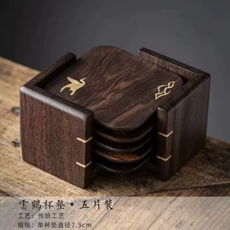 Simple whole solid wood tea tray ebony small tea table household dry foam tray simple tray Japanese practical pot bearing