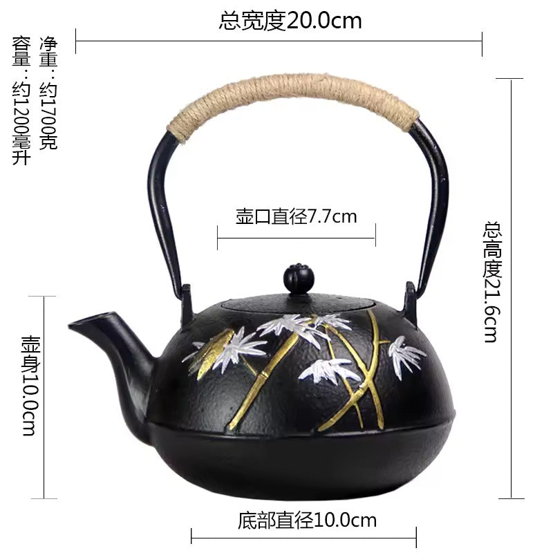 Japanese Style Handmade Iron Kettle Cast Iron Tea Kettle for Boiling Water and Making Tea Home Kung Fu Tea Accessories