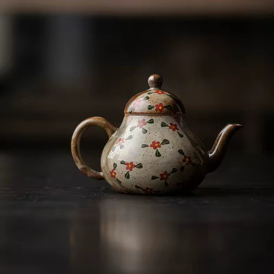 Japanese Style Imitation Firewood Teapot Handmade Rough Pottery Teapot Underglaze Colored Hand-painted Kung Fu Tea Set
