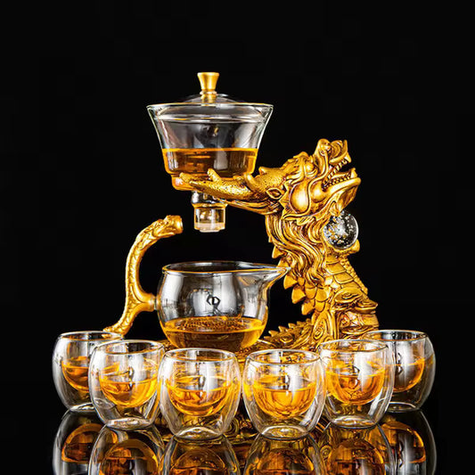 High Boron Silicate Pyrex Automatic Tea Set Office Home Tea Brewing Transparent Teapot Tea Cup Gift Kung Fu Tea Set
