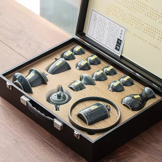 Household Celadon Ru Kiln Tea Set Gift Box Packaging Ceramic Kung Fu Tea Set