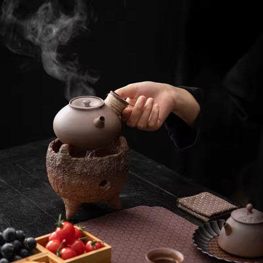Thumb Side Handle Pot Outdoor Hearth Tea Maker Rough Pottery Teapot Dry Burnable Kung Fu Tea Set Tea Maker