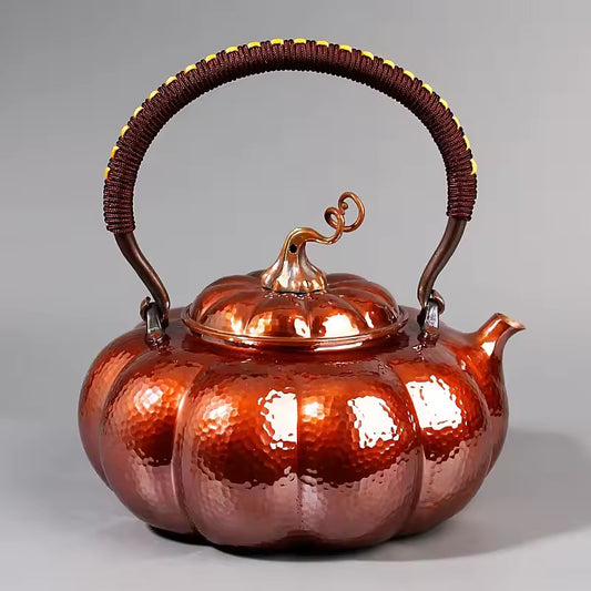 Handmade Pumpkin Copper Pot Pure Purple Copper Kettle Circle Stove Tea MakerElectric Pottery Stove Teapot