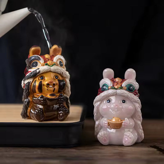 Creative Resin Bunny Tea Pet with Color Changing Effect for Kung Fu Tea Set and Tea Ceremony Accessories