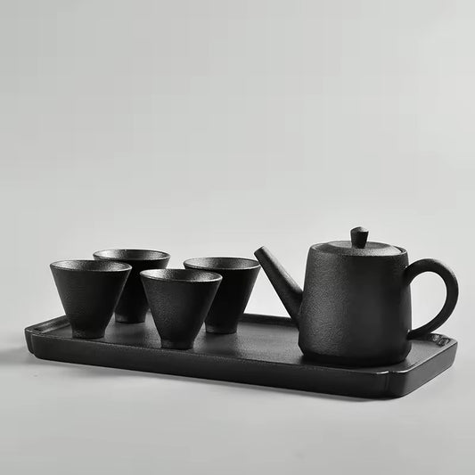 Japanese Travel Tea Set Simple Household Ceramic Tea Set with Dry Foam Tray Gift Box Packaging