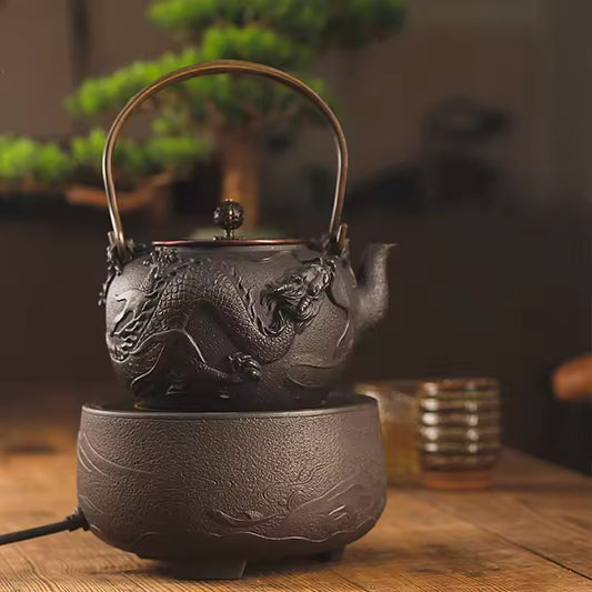 Japanese Style Cast Iron Lifting Beam Pot Pure Handmade Pig Iron Pot Kung Fu Tea Set Teapot Boilable Tea Kettle