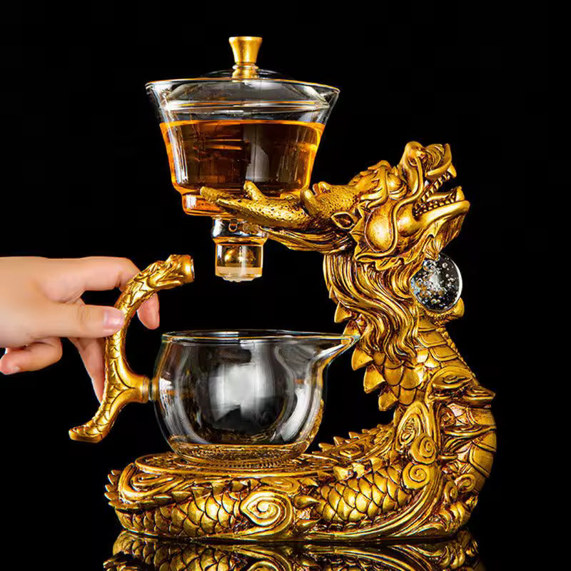 High Boron Silicate Pyrex Automatic Tea Set Office Home Tea Brewing Transparent Teapot Tea Cup Gift Kung Fu Tea Set