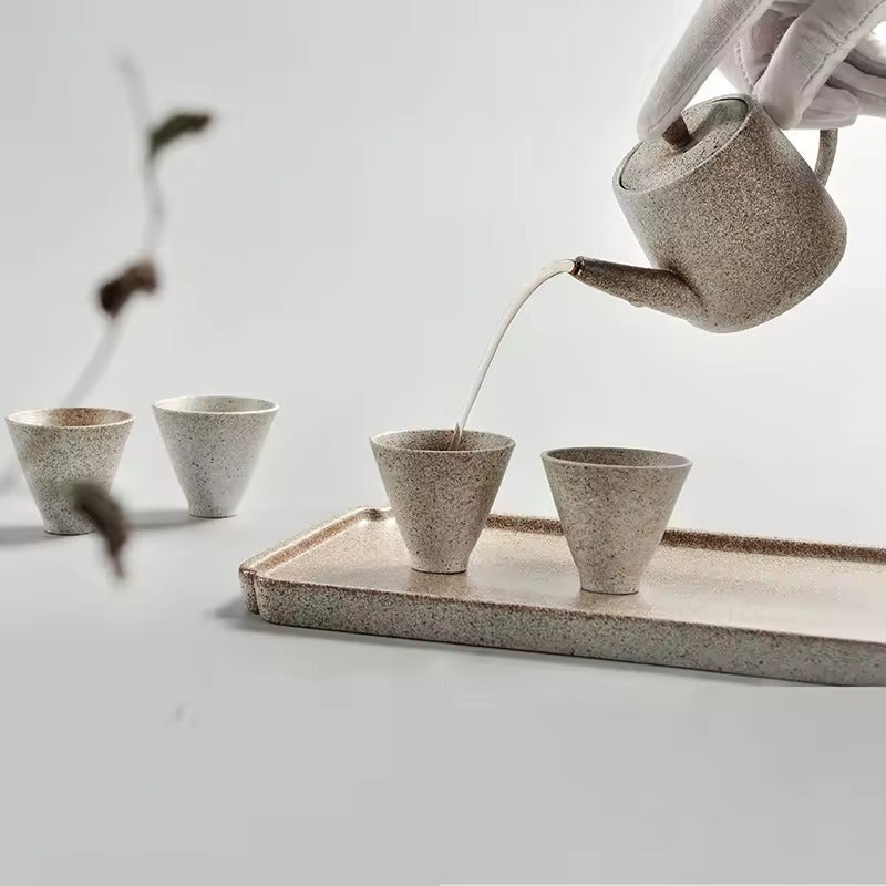 Japanese Travel Tea Set Simple Household Ceramic Tea Set with Dry Foam Tray Gift Box Packaging