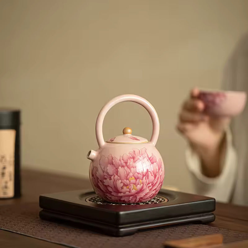 Jingdezhen Peony Ceramic Teapot Kung Fu Tea Set Accessories Stuffy Teapot