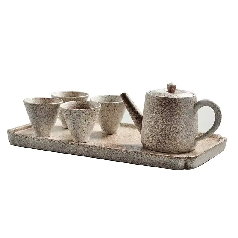 Japanese Travel Tea Set Simple Household Ceramic Tea Set with Dry Foam Tray Gift Box Packaging