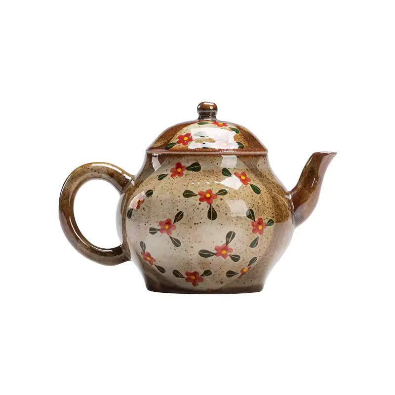 Japanese Style Imitation Firewood Teapot Handmade Rough Pottery Teapot Underglaze Colored Hand-painted Kung Fu Tea Set