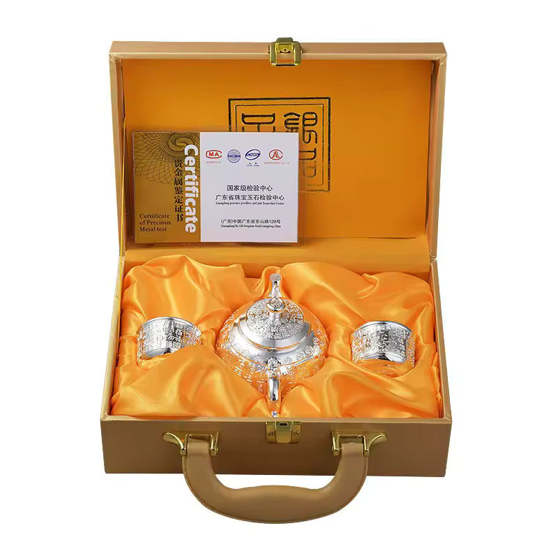 New Silver Pot Tea Set Gilded Silver Tea Cup Non Fading Silver Plated Alloy Tea Pot Cup