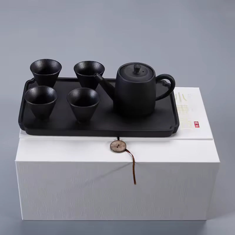 Japanese Travel Tea Set Simple Household Ceramic Tea Set with Dry Foam Tray Gift Box Packaging